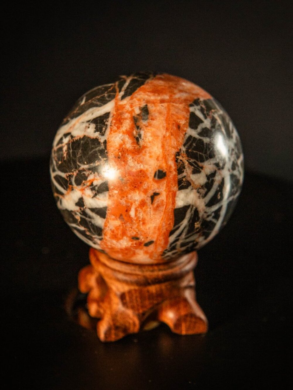 2.25" Black Vein Jasper Sphere | Natural Crystal Ball | Polished Jasper Stone